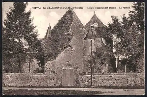 AK Villeneuve-au-Châtelot, L`Église monument classé, Le Portail