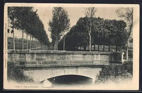 AK Villenauxe, Promenades avec pont et allée d`arbres