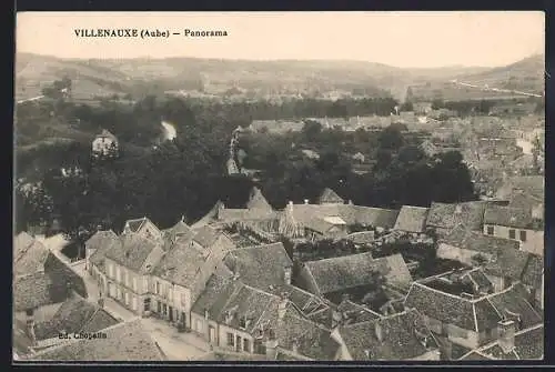 AK Villenauxe, Panorama du village et des collines environnantes