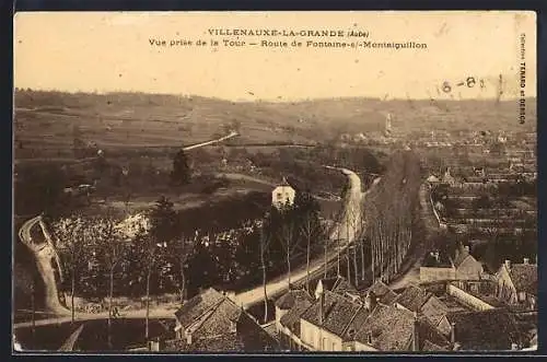 AK Villenauxe-la-Grande, Vue prise de la Tour, Route de Fontaine-sous-Montaiguillon