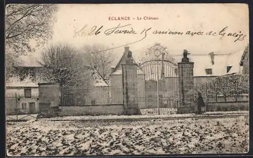 AK Éclance, Le Château en hiver avec de la neige