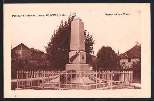 AK Dosches, Monument aux Morts en automne