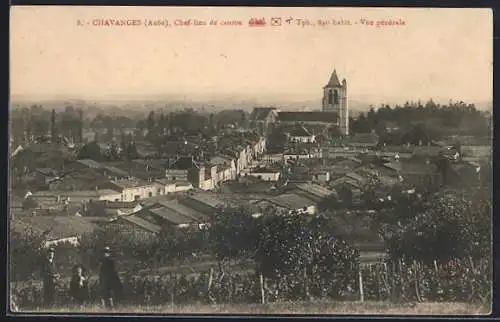 AK Chavanges, Vue générale du village avec l`église en arrière-plan
