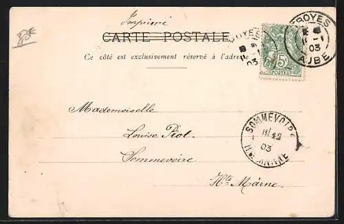 AK Chavanges, Grande Rue et église en arrière-plan