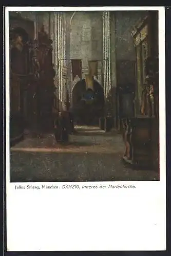 Künstler-AK Danzig, Inneres der Marienkirche