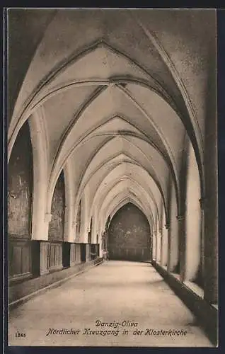 AK Danzig-Oliva, Nördlicher Kreuzgang in der Klosterkirche