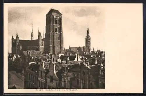 AK Danzig / Gdansk, Marienkirche von Nordwest