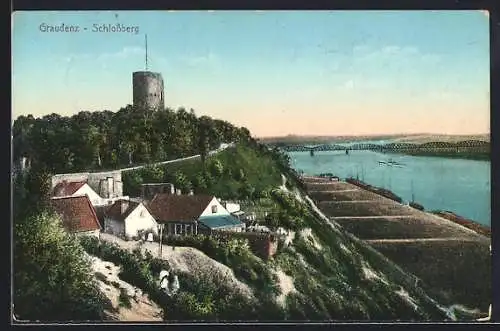 AK Graudenz, Schlossberg mit Brücke