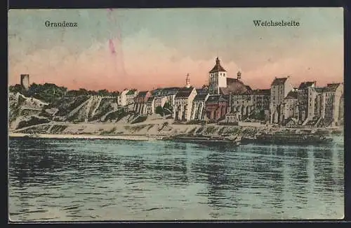 AK Graudenz / Grudziadz, Weichselseite mit Turm