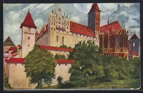 Künstler-AK Marienburg, Teilansicht