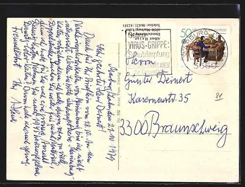 AK Danzig, Ortsansicht mit St. Marienkirche