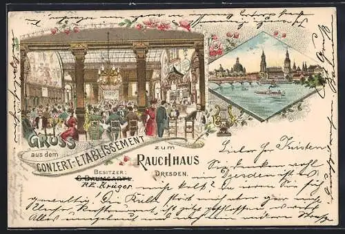 Lithographie Dresden, Konzert-Cafe zum Rauchhaus, Scheffelstrasse
