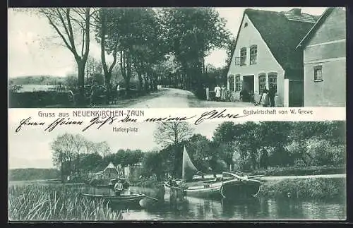 AK Neuenkirchen-Zaun, Gasthaus von W. Grewe, Hafenplatz