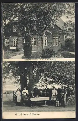 AK Söhren / Bad Segeberg, Gasthaus von E. Fahrenkrog mit Garten