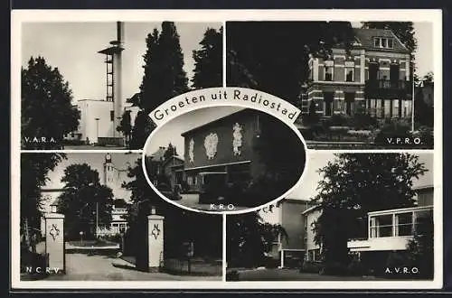 AK Hilversum, Groeten uit Radiostad, KRO, VPRO, AVRO