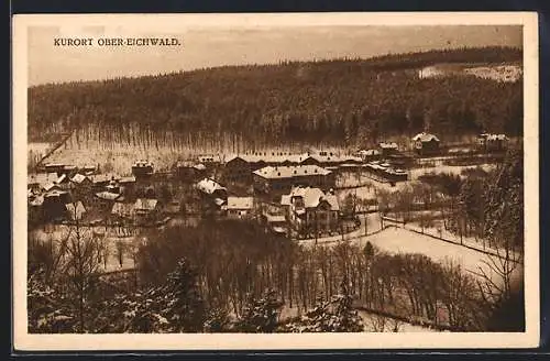 AK Ober-Eichwald, Ortsansicht im Schnee
