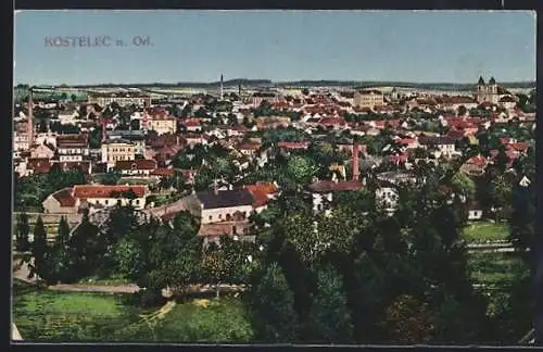 AK Kostelec n. Orl., Ortsansicht aus der Vogelschau