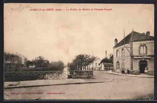AK Romilly-sur-Seine, La Rivière du Moulin et l`Avenue Raspail