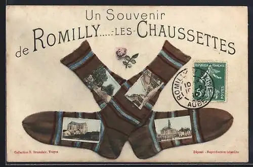 AK Romilly, Un souvenir de Romilly...-les-Chaussettes