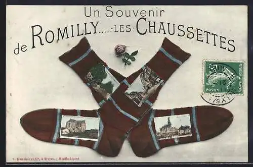 AK Romilly, Un Souvenir de Romilly...-les-Chaussettes