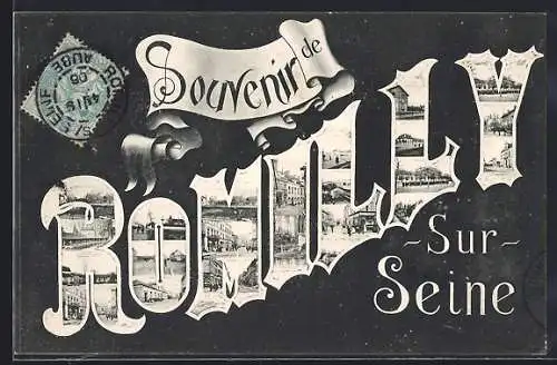 AK Romilly-sur-Seine, Souvenir avec vues du village et de la Seine