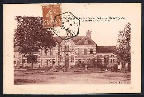 AK Jully-sur-Sarce, La Mairie et le Monument