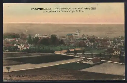 AK Essoyes, Vue Générale prise au Nord, 1116 Habitants, Chemin de fer C. D. A