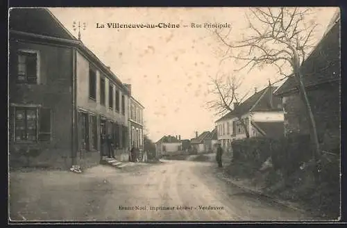 AK La Villeneuve-au-Chêne, Rue Principale animée avec des maisons et des passants