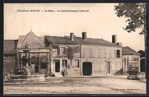 AK Ville-sur-Terre, La Place, Le Café-Restaurant Carlin