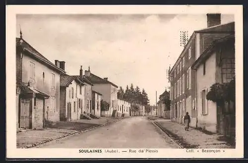 AK Soulaines, Rue du Plessis avec maisons et perspective paisible