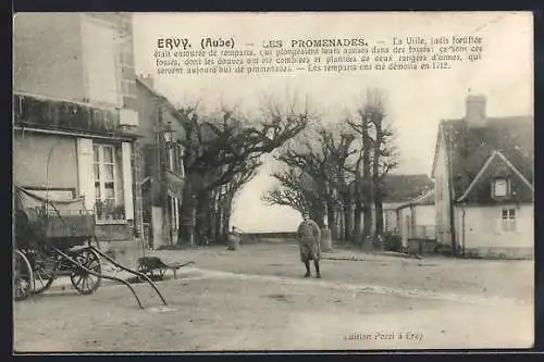 AK Ervy, Les Promenades et les arbres longeant l`ancienne fortification