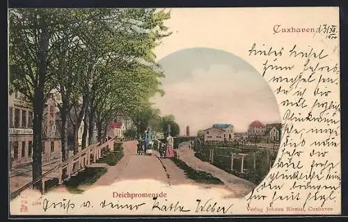 AK Cuxhaven, Frauen mit Kindern auf der Deichpromenade