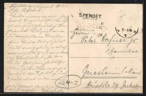 AK Oppau, Zerstörte Strasse nach einer Explosion