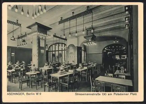 AK Berlin, Restaurant Aschinger, Stresemannstrasse 130 am Potsdamer Platz, Innenansicht