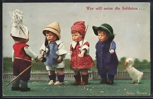 AK Wer will unter die Soldaten.., Käthe Kruse-Puppe