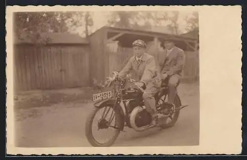 Foto-AK Motorrad DKW mit Sozius