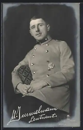 AK Sanke Nr. 340, Oberleutnant M. Immelmann in Uniform mit Eisernem Kreuz, 1916