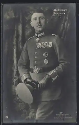 Foto-AK Sanke Nr. 361: Pilot Leutnant Immelmann in Uniform