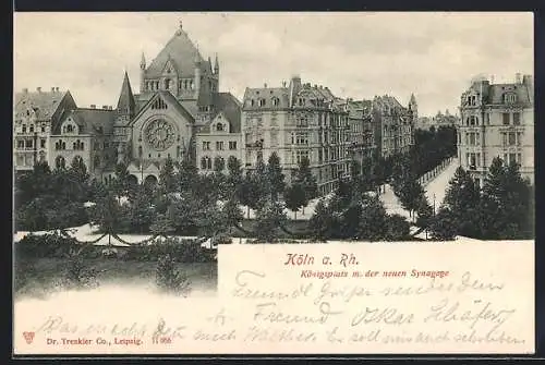 AK Köln-Neustadt, Königsplatz mit der neuen Synagoge