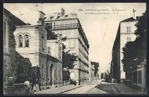 AK Neuilly-sur-Seine, La Synagoge et la Rue Jacques-Dulud