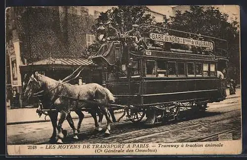 AK Paris, Les Moyens de Transport a Paris, Pferdebahn