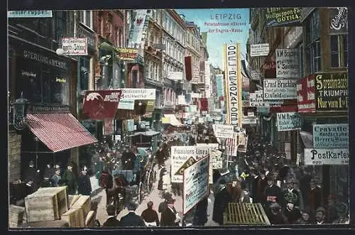 AK Leipzig, Petersstrasse während der Engros-Messe