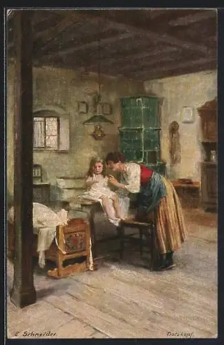 Künstler-AK sign. E. Schneider: Trotzkopf