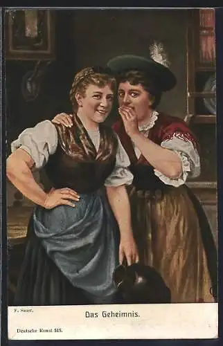 Künstler-AK sign. F. Sauer: Das Geheimnis