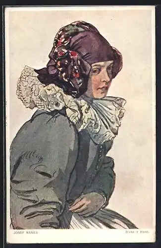 Künstler-AK sign. Josef Mánes: Divka z Hané