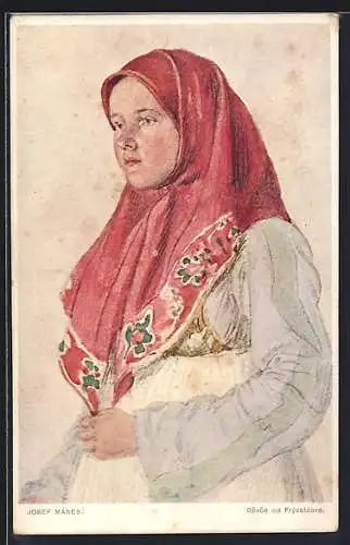 Künstler-AK sign. Josef Mánes: Divka od Frývaldova