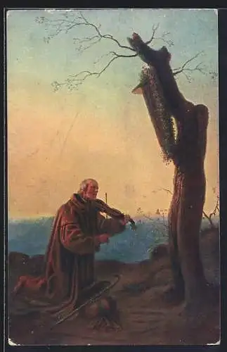 Künstler-AK Dvorak: Geiger spielt das Ave Maria