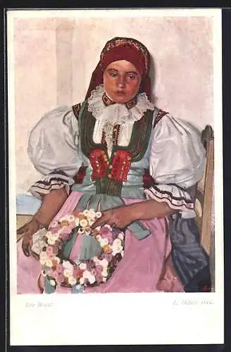 Künstler-AK sign. L. Delitz: Die Braut