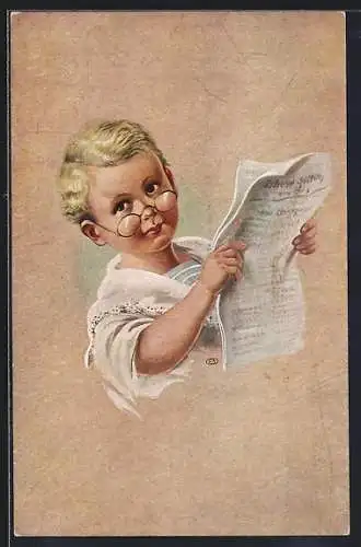 Künstler-AK sign. O. Bösel: Der kleine Politiker
