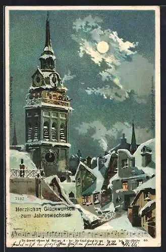Lithographie München, St. Peter-Kirche im Schnee
